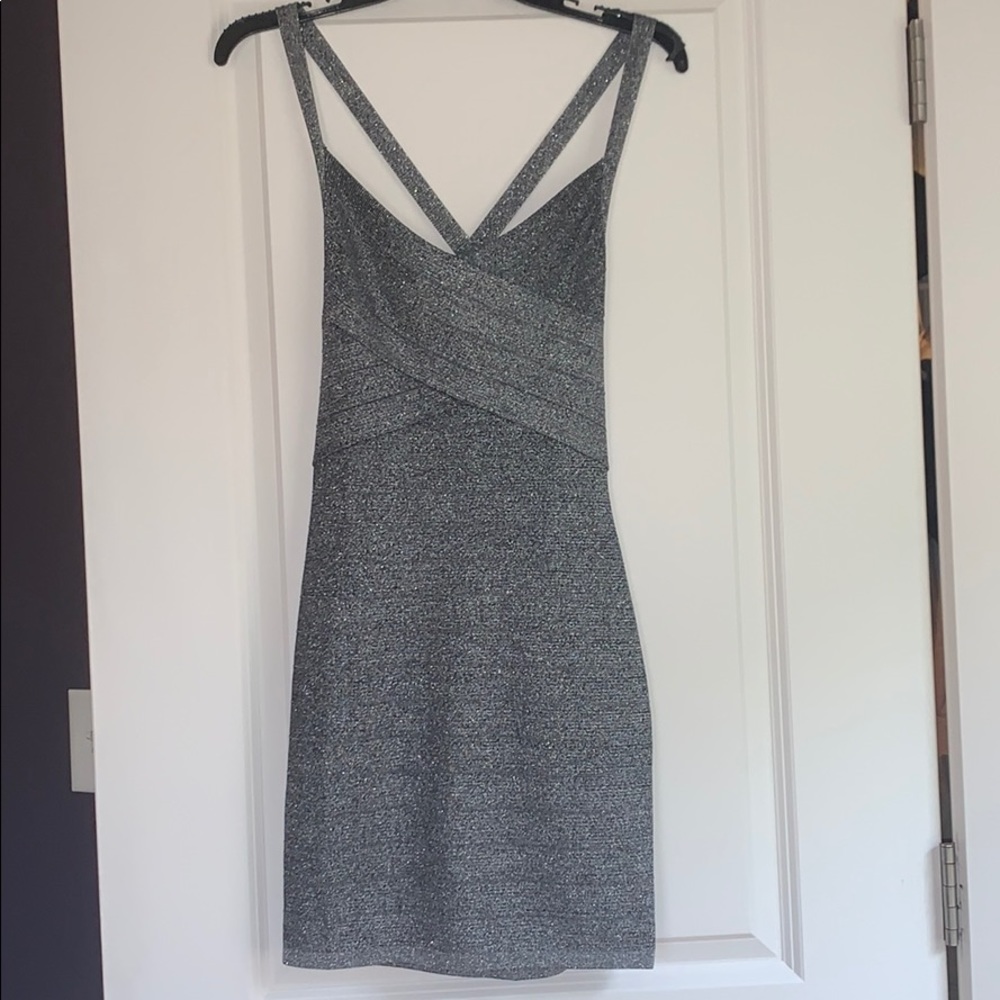 Silver and black mini dress